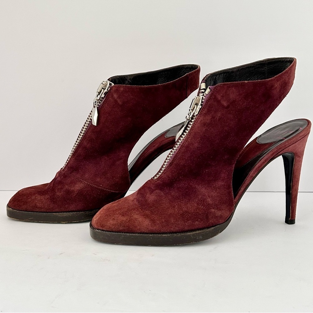 Diane von Furstenberg DVF Suede Heels Slingback Shoe Glamouratti Burgundy Size 7 - Picture 5 of 16